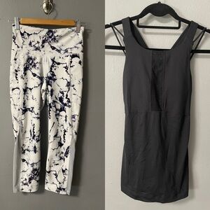 Old Navy Active Powersoft Print Crop Leggings in Small. GapFit Strappy Top in XS